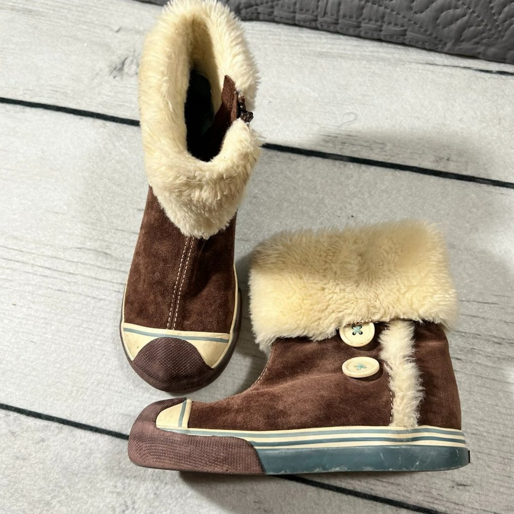 Morgan & Milo Brown Suede Fur Trim Winter Boots
